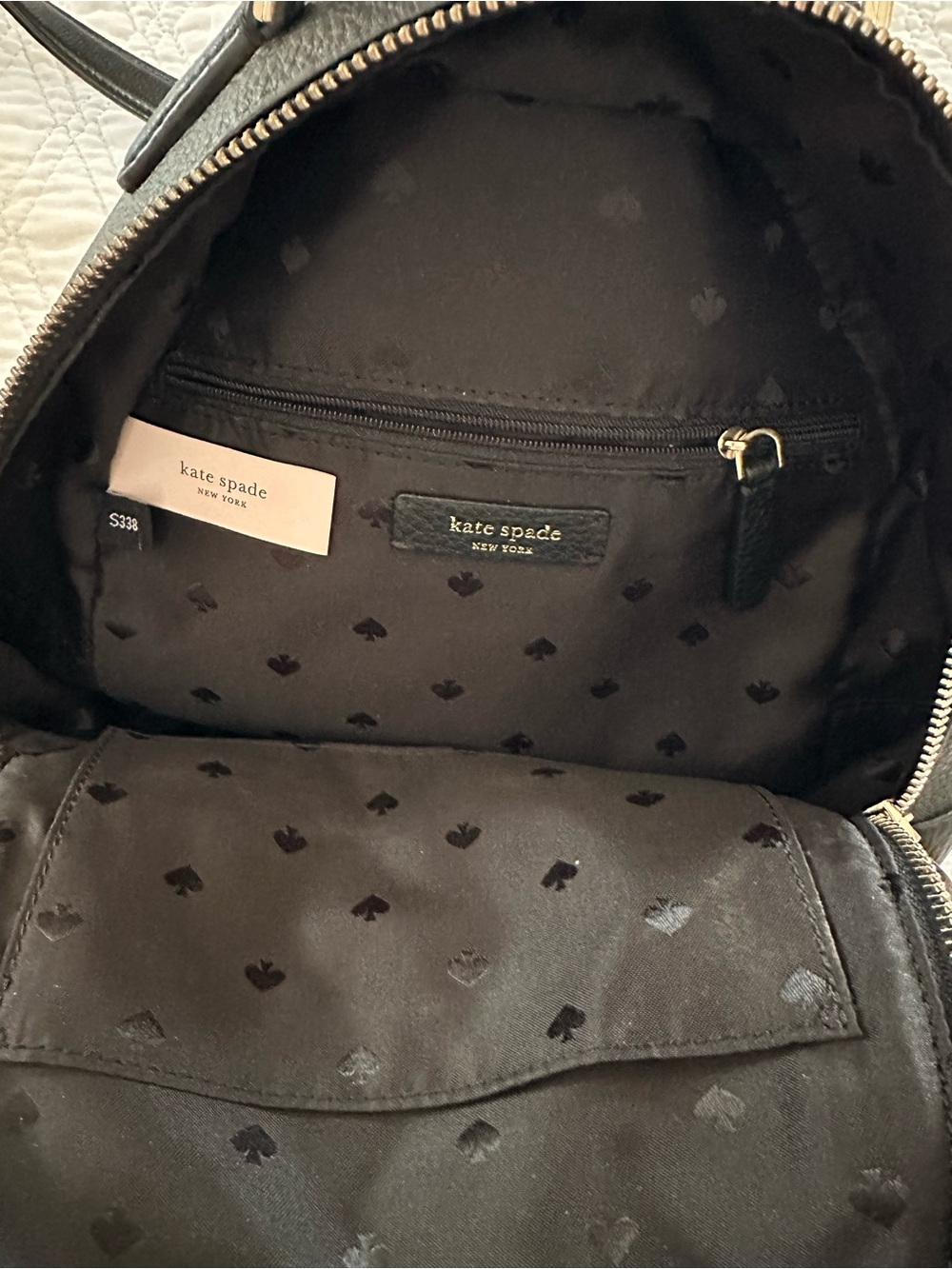 kate spade Black Pebbled Leather Mini Backpack with Front Pocket - Picture 4 of 6